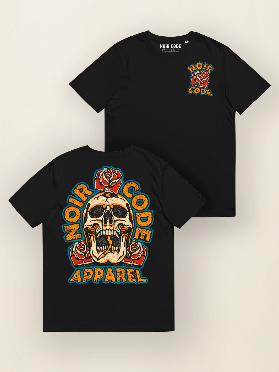 T-shirt Skull & Roses - Noir Code Apparel