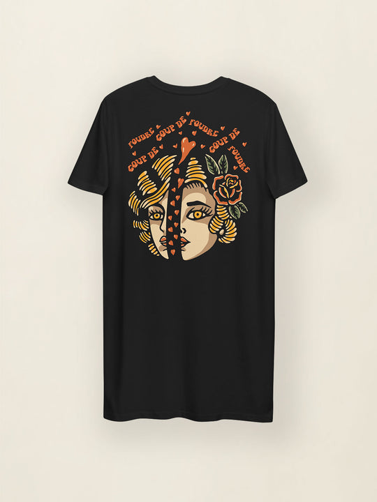 Robe t-shirt Coup de foudre - Noir Code Apparel