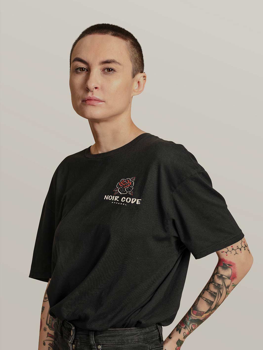 T-shirt Face Cachée - Noir Code Apparel
