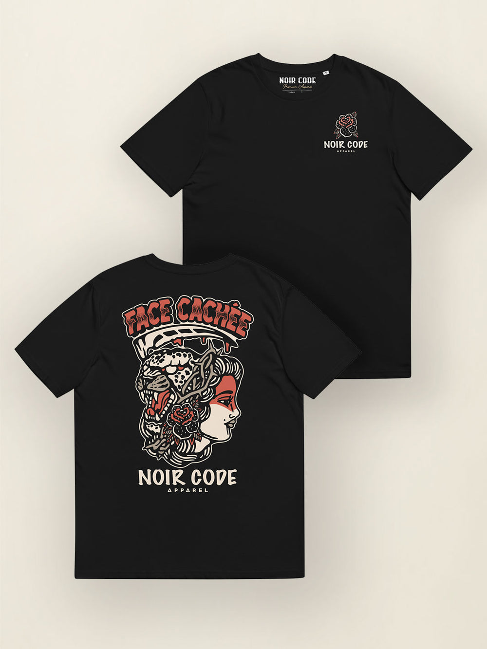 T-shirt Face Cachée - Noir Code Apparel